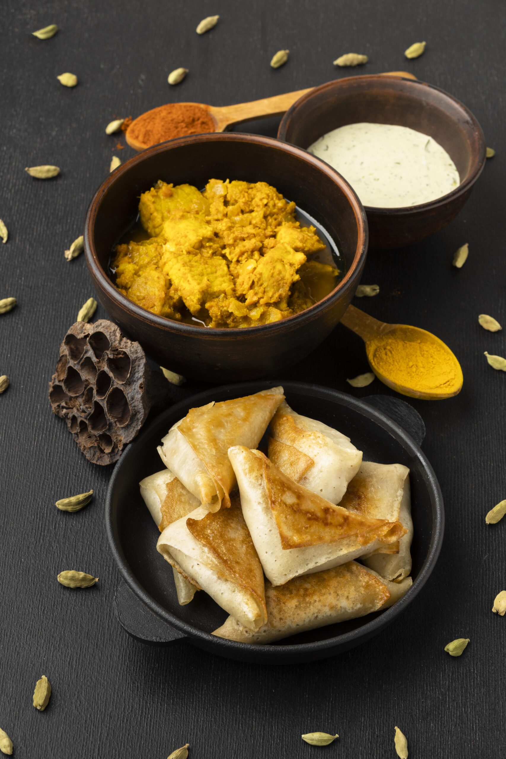 indian-food-with-sauce-high-angle